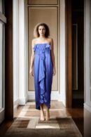 Consortium Electric Blue Satin Full-Length Maxi Gown - Luxurious Evening Wear