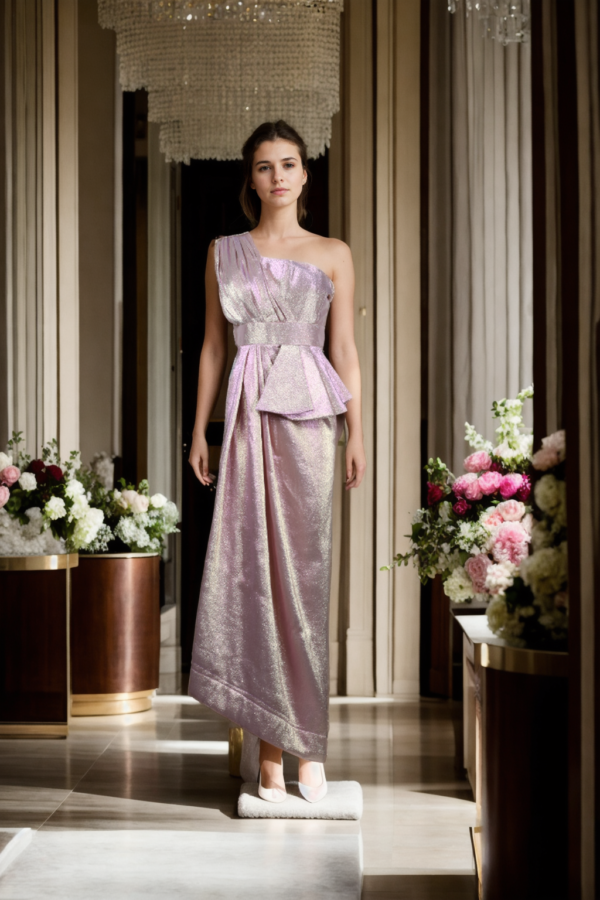 Rosy Radiance One-Shoulder Elegance Gown - Glamorous Evening Wear for Special Occasions