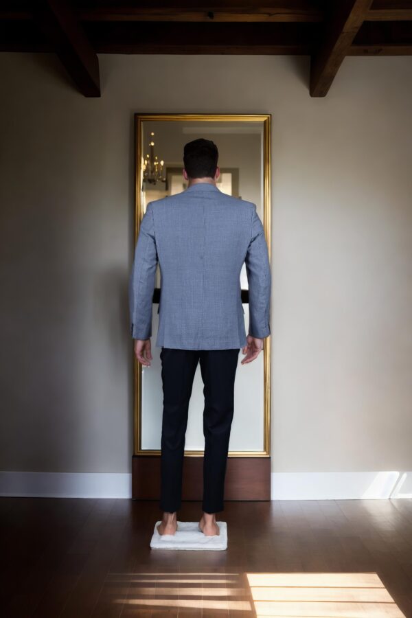 Grey Solid Cotton Slim-Fit Casual Blazer - Notched Lapel, Single-Breasted with Single-Button Closure - Image 3