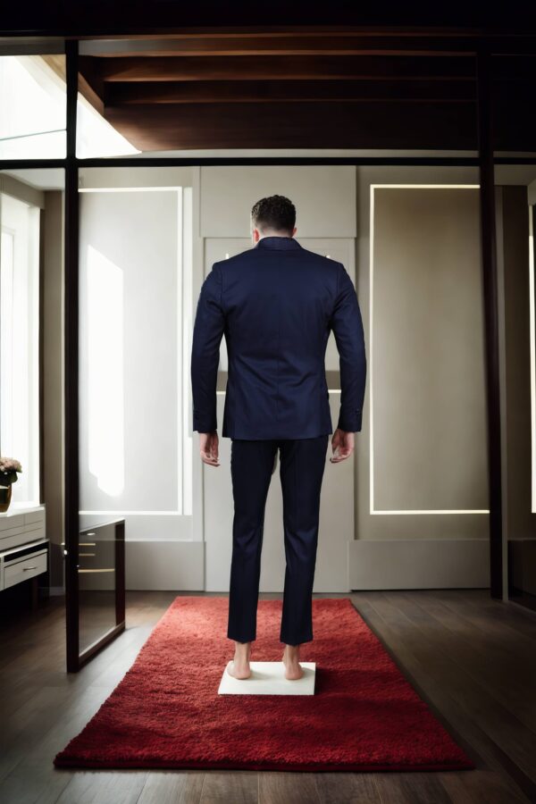 Ink Blue Suit in Suiting Fabric with Double Pocket and Bow Tie - Perfect for Weddings & Formal Events - Image 3