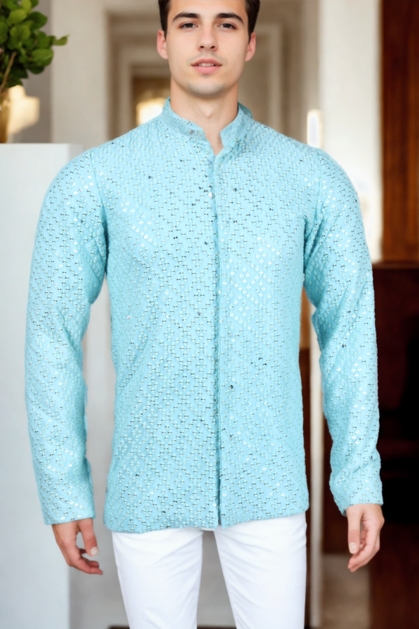 Celeste Georgette Jacket with Standing Collar - Elegant & Stylish Outerwear for Men