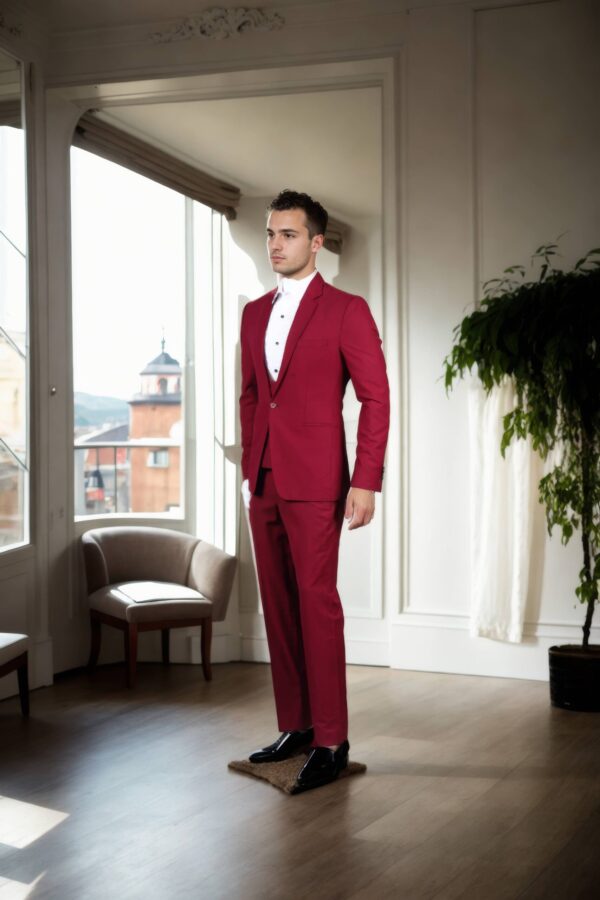 Elegant Wine-Colored 3-Piece Suit - Perfect for Weddings & Formal Occasions - Image 2