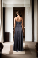 Exquisite Black and White Georgette Gown - Straps with Diamond Stone, Sequin & Bead Work