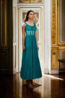Green Corset Gown with Sequin & Stone Embellishments - Perfect for Glamorous Evenings & Luxury Celebration