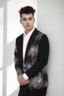 Elegant Black Suiting Fabric Suit with Silver and Brown Sequins Work - Perfect for Weddings & Formal Events