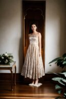 Gold High-Quality Chiffon Gown with Strap Sweetheart Neckline Design - Elegant Evening Wear