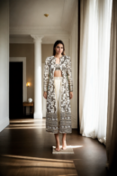 Stylish Off-White Georgette Gown with Sequin Jacket & Dhoti Pant - Perfect for Weddings & Festive Occasions
