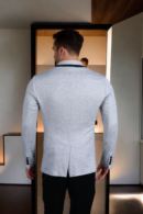 Mens Light Grey Regular-Fit Smart Casual Blazer with Notched Collar & Five Pockets - Versatile & Timeless