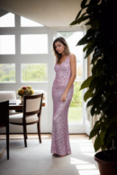 Blush Pink Sequin Allure Gown Elegant and Sparkling Party Wear