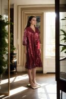 Red Sequin Wrap Dress with Side Knot and Bottom Frills - Glamorous Evening Wear