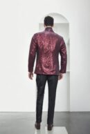 Maroon Sequin Coat Suit with Black Pants - Perfect for Weddings & Glamorous Events