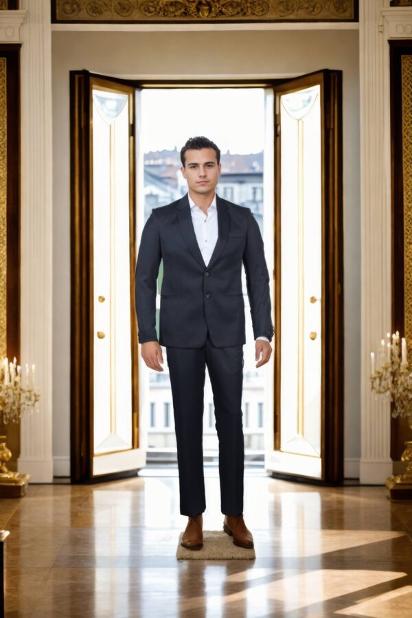 Luxurious Classic Black Suit with Notch Lapel Collar, Full Sleeves & Plain Trouser - Perfect for Formal & Elegant Occasions