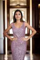 Blush Pink Sequin Allure Gown Elegant and Sparkling Party Wear
