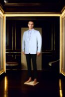 White Semi-Rayon Fabric Blazer with Lapel Collar - Perfect for Weddings & Formal Events