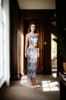 Chic Elasticated Belt Sequin Straight Skirt with Crop Top - Perfect for Glamorous Events & Parties