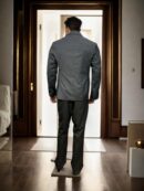Black Suiting Blazer with White Straight Line Design - Perfect for Weddings & Formal Events