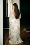 Charming Light Yellow & White Floral Print Gown with Embroidered Jacket - Perfect for Daytime Celebrations