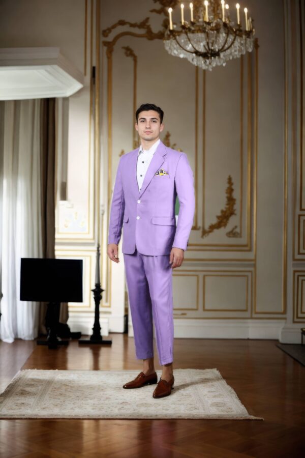Elegant Purple 2-Piece Suit with Notch Lapel Collar - Perfect for Weddings & Formal Events - Image 2
