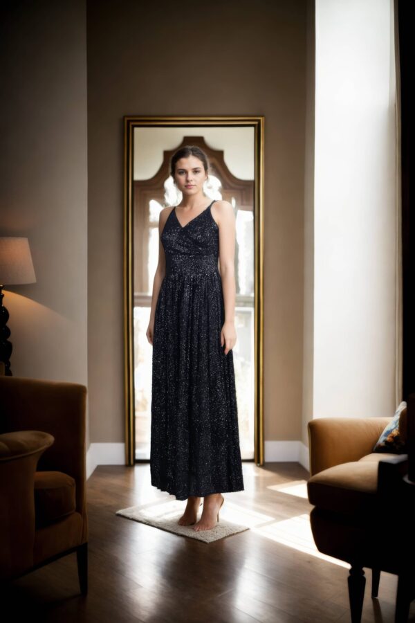 Black Midnight Spark Sequin Stunner Gown - Glamorous Evening Wear - Image 4