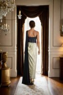 Gold Lurex Glitter Dhoti with Heavy Work Corset Blouse & Side Cape - Statement Party Wear