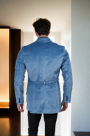 Cobalt Blue Velvet Blazer with Semi-Padded Shoulders & Notch Lapels - Luxe Formal & Evening Wear