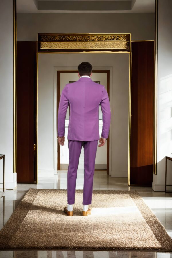 Luxurious Royal Purple Notch Lapel Suit - Perfect for Weddings & Formal Occasions - Image 3