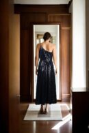 Black Sequin One-Shoulder Sleeveless Long Dress - Glamorous Evening Wear