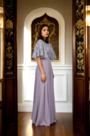 Cream Gown with Silver Sequin Embroidery - Perfect for Weddings & Elegant Evening Soires