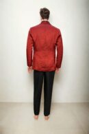 Red Suiting Blazer with Black Thread Design - Perfect for Weddings & Formal Events