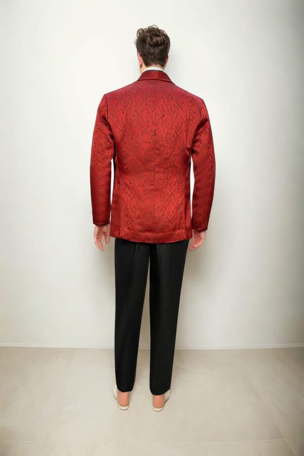Red Suiting Blazer with Black Thread Design - Perfect for Weddings & Formal Events - Image 3