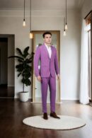 Luxurious Royal Purple Notch Lapel Suit - Perfect for Weddings & Formal Occasions