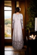 Rose Gold Sequin Net Gown - Perfect for Glamorous Weddings & Evening Parties