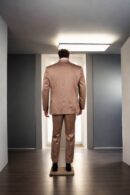 Peanut Brown Slim-Fit Silk Formal Suit with Notched Lapel, Single-Breasted Closure, and Vented Back Hem