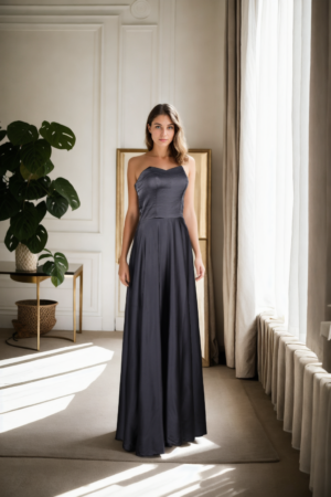 Exquisite Black and White Georgette Gown - Straps with Diamond Stone, Sequin & Bead Work