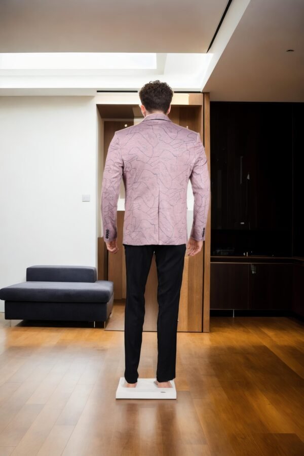 Turkish Rose Cotton-Viscose Slim-Fit Formal Suit with Black Astrack Geometric Design, Notched Lapel Collar, Full Sleeves, and Formal Pants - Image 3