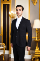 Mens Solid Black Single-Breasted Piqu- Blazer with Notch Lapel - Timeless Elegance & Versatile Styling