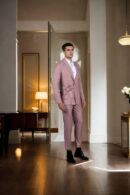 Elegant Pastel Pink Crepe Suit - Perfect for Weddings & Formal Events