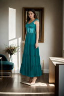 Green Corset Gown with Sequin & Stone Embellishments - Perfect for Glamorous Evenings & Luxury Celebration