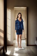 Luxurious Short Bodycon Sequin Dress with Full Cold Shoulder Sleeves - Perfect for Cocktail & Evening Events