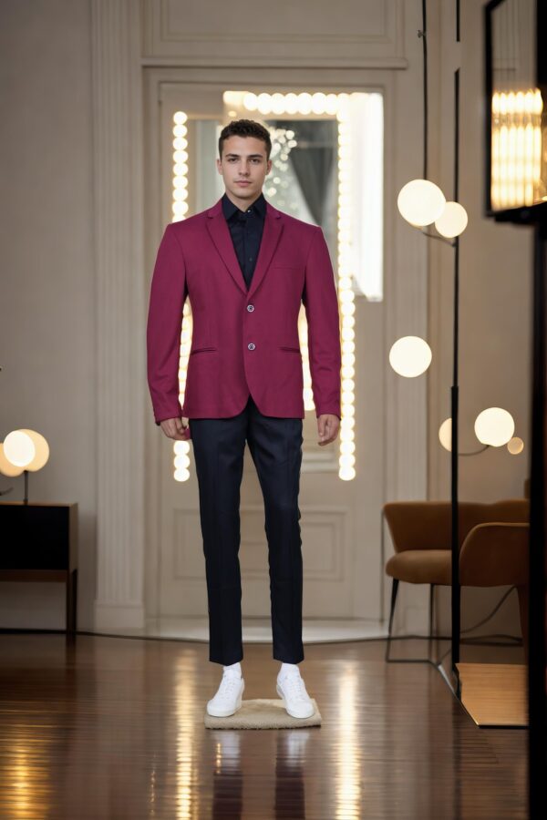 Plum Suited Blazer - Notch Lapel Collar, Single-Breasted with Double-Button Closure & Double-Vented Back Hem