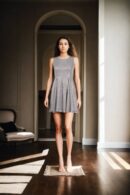 Stylish Grey Georgette Western Gown with Sleeveless Round Neckline, Short Length & White Sequins Work - Perfect for Parties & Evening Events
