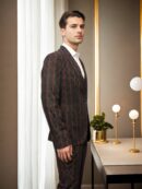 Sophisticated Black Base Maroon Checks Suit Set - Perfect for Formal Events & Wedding Celebrations