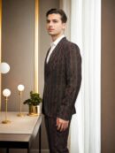 Sophisticated Black Base Maroon Checks Suit Set - Perfect for Formal Events & Wedding Celebrations