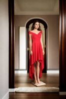 High-Low Off-Shoulder Skater Dress - Chic & Elegant Evening Wear
