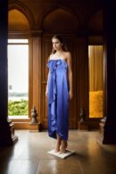 Consortium Electric Blue Satin Full-Length Maxi Gown - Luxurious Evening Wear