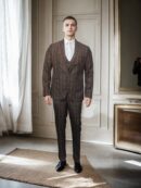 Sophisticated Black Base Maroon Checks Suit Set - Perfect for Formal Events & Wedding Celebrations