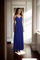 Long Chiffon Sweetheart Bridesmaid Dress with Pleats & Spaghetti Straps - Elegant Evening Gown