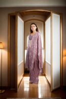 Elegant Pink Sequin Work Readymade Drape Saree with Sleeveless Princess-Cut Blouse & Detachable Sleeves - Perfect for Glamorous Events