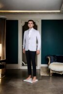 Off-White Denim Blazer with Ivory Edge - Sophisticated Yet Casual Style for Every Occasion