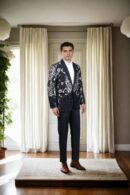 Luxurious Multicolor Sequin Blazer with Peaked Collar, Full Sleeves & Patchwork Detailing  Perfect for Statement Style & Evening Events